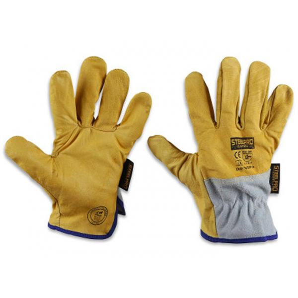 Guantes de Trabajo de Cuero de Construcción Resistente de 2 Pares